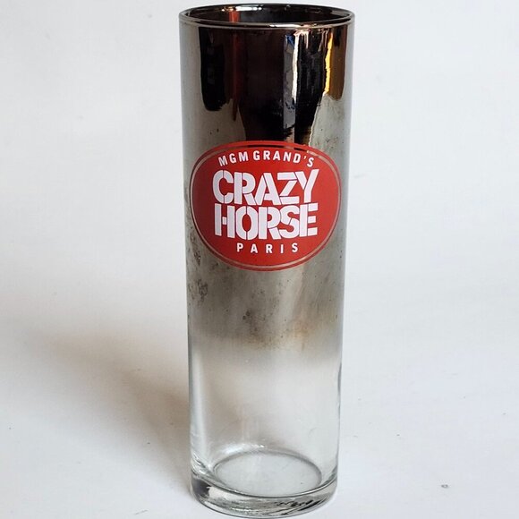 MGM Grand CRAZY HORSE PARIS High Ball Glass Sexy Smoky Chrome Kiss Mark - Picture 2 of 6